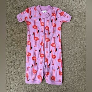 Hanna Andersson Pink Flamingo shorty bodysuit, 6-12 months